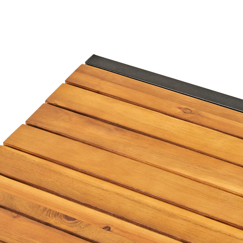 Table de salle à manger en bois tendance avec pieds en fer - 57,55 po de profondeur x 36,06 de largeur, 30 po de hauteur, pieds extérieurs protégés, finition
