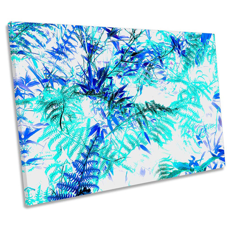Ferns Floral Teal Turquiose - Wrapped Canvas Print, 30.5cm H x 45.7cm W x 2cm D