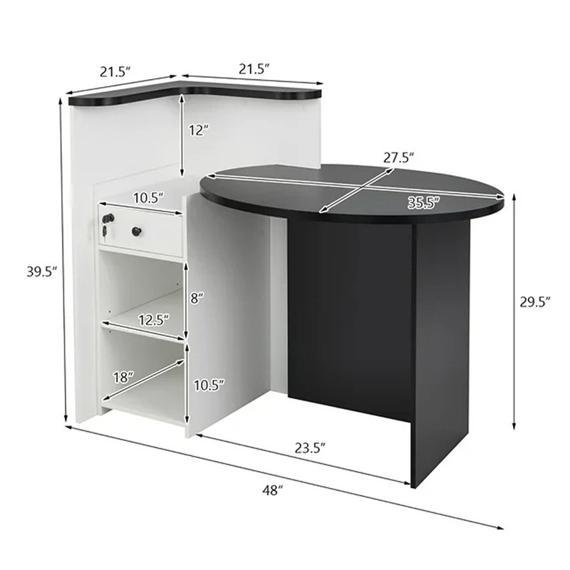 Erilas Corner Computer Desk, Black/White