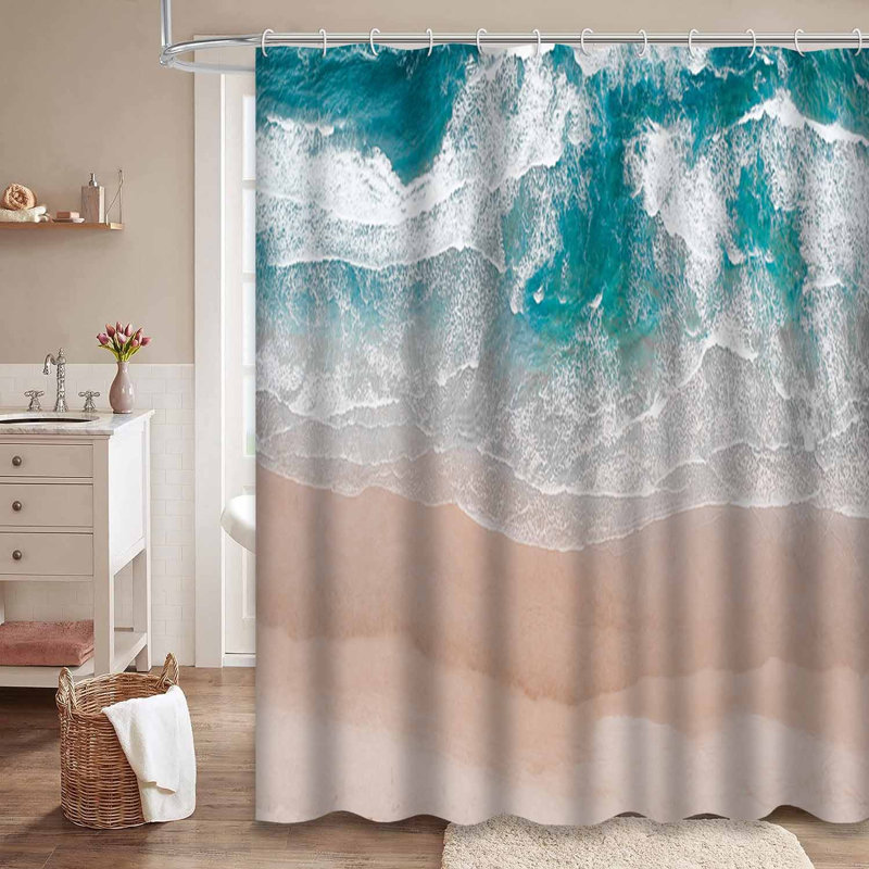 Surfing Beach Ocean Waves Shore Flying Beautiful Sea Landscape with 12 Hooks, L 72 po x l 84 po