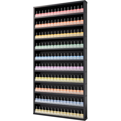 Présentoir mural pour vernis à ongles, support en acrylique avec barrière, vitrine cosmétique pour spa à domicile, studio d'ongles et salon de beauté