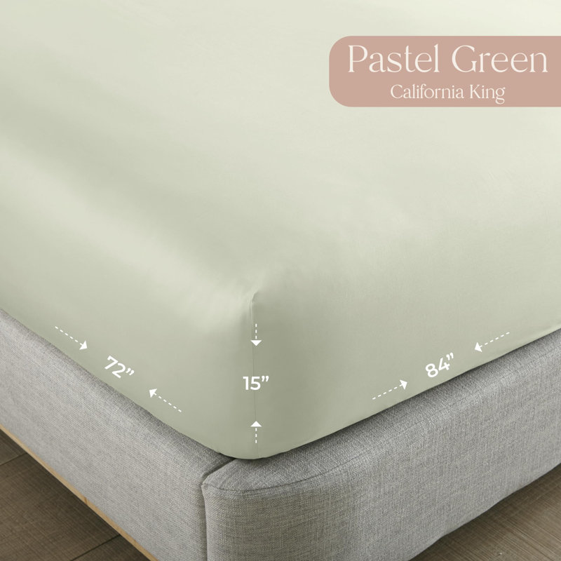 Drap-housse très grand californien Whisper Organic, Drap-housse de taille très grand californien, Vert pastel