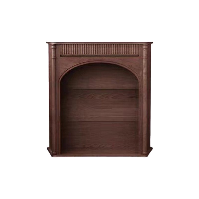 Nut-Brown Solid Wood Freestanding Fireplace, Nut-Brown