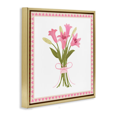 Cadre flottant avec bouquet de lis roses, design par Adrienne Morris