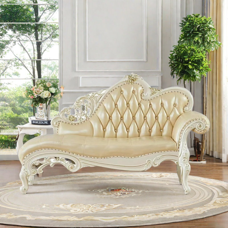 Canapé de luxe en bois massif American, Blanc, Beige