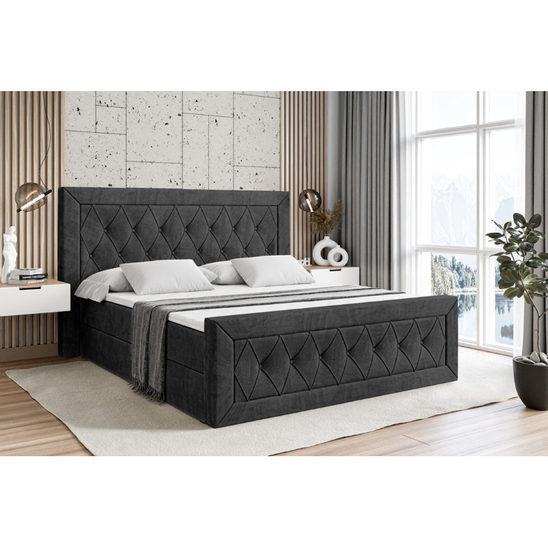 Bed, Black, 180cm W x 200cm L
