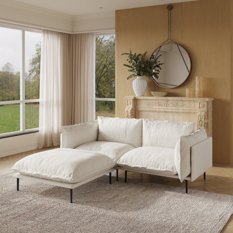 Traci Upholstered 74.8'' Wide Velvet Reversible Modular Sofa & Chaise,3-piece, Beige