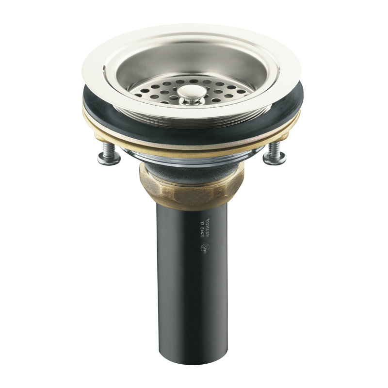 Duostrainer Sink drain and strainer with tailpiece, Vibrant Polished Nickel