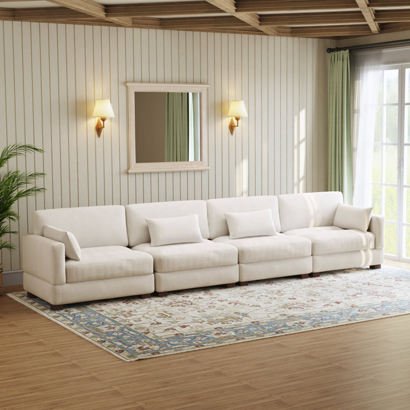 Maelina Reversible Modular Corner Sofa, 84.6cm H x 406.9cm W x 87.4cm D, Beige