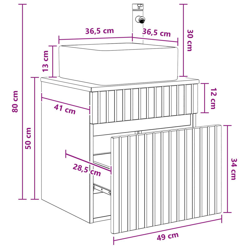 Single Bathroom Vanity with Ceramic Basin, White