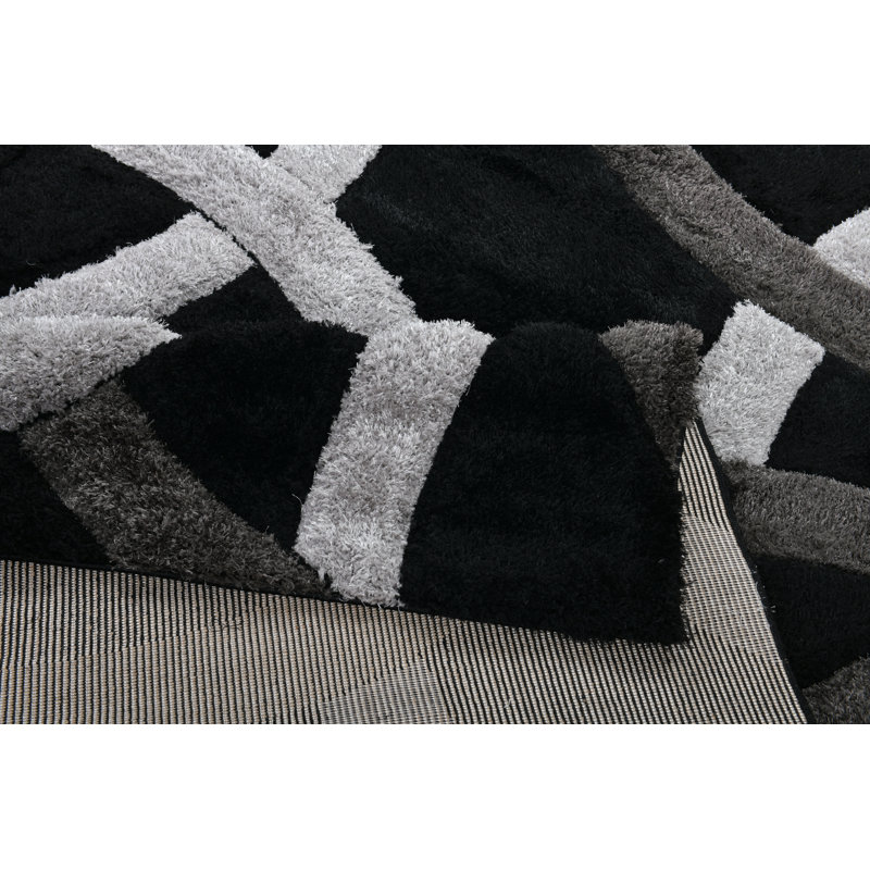Tapis à poils longs noir et gris NYC Performance, Rectangle 5 pi 3 po x 7 pi 2 po