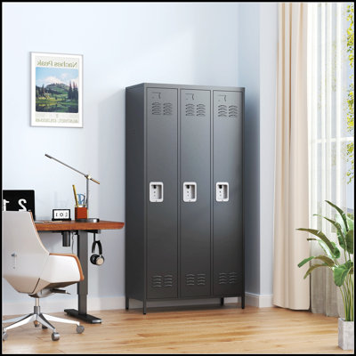 3 Door 72H Metal Lockers with Secure Locks, Ideal for Employee and Personal Storage in Various Settings