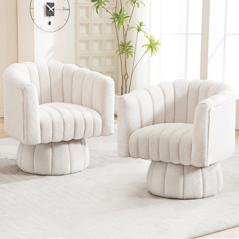 Fauteuil demi-tonneau pivotant 28 po, Ourson blanc