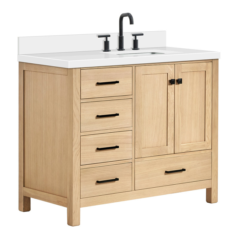 Ensemble de meuble-lavabo simple 43 po Cambridge, Chêne, Right, Forme rectangulaire