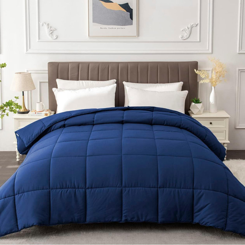 Édredon en microfibre, Bleu marine, Double / édredon double