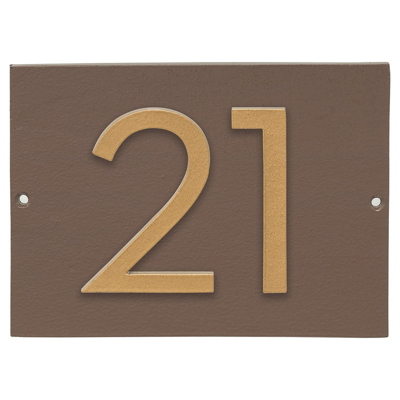 Plaque d’adresse murale sur 1 ligne flottante, Sable, Or, Oui