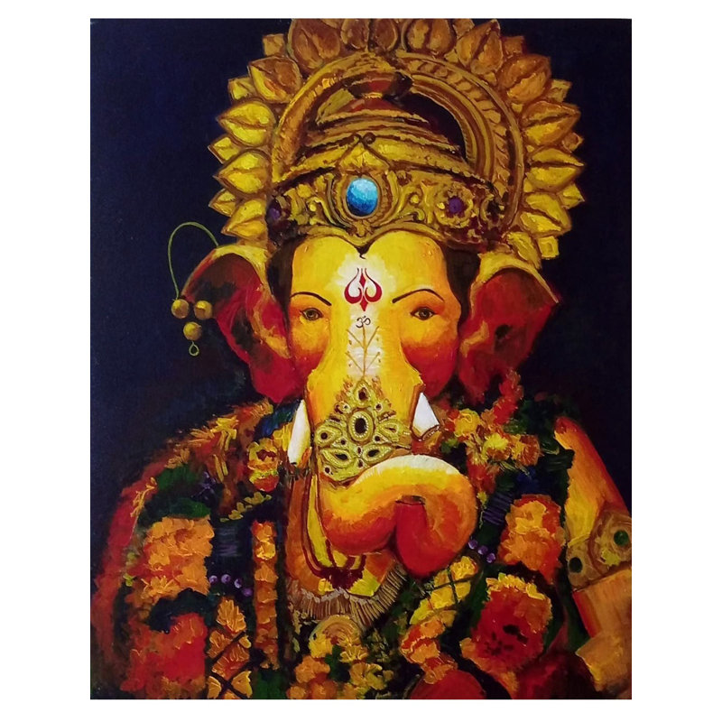 Lal Raha Chabja - Lord Ganesha | Acrylique sur toile | Par Antara Pain