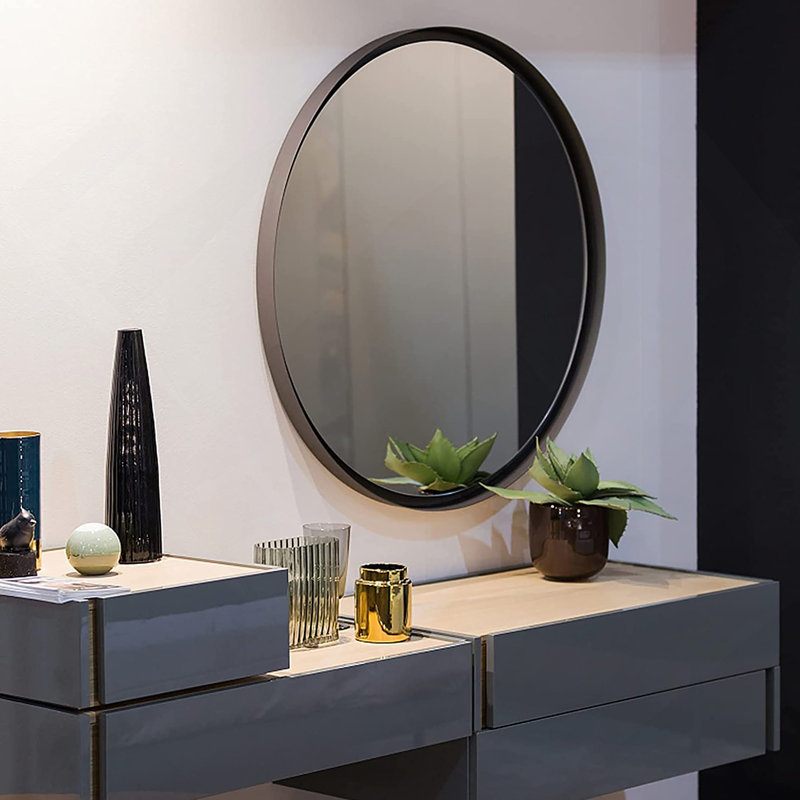 Miroir mural rond 24 po., 24 po x 24 po, Noir