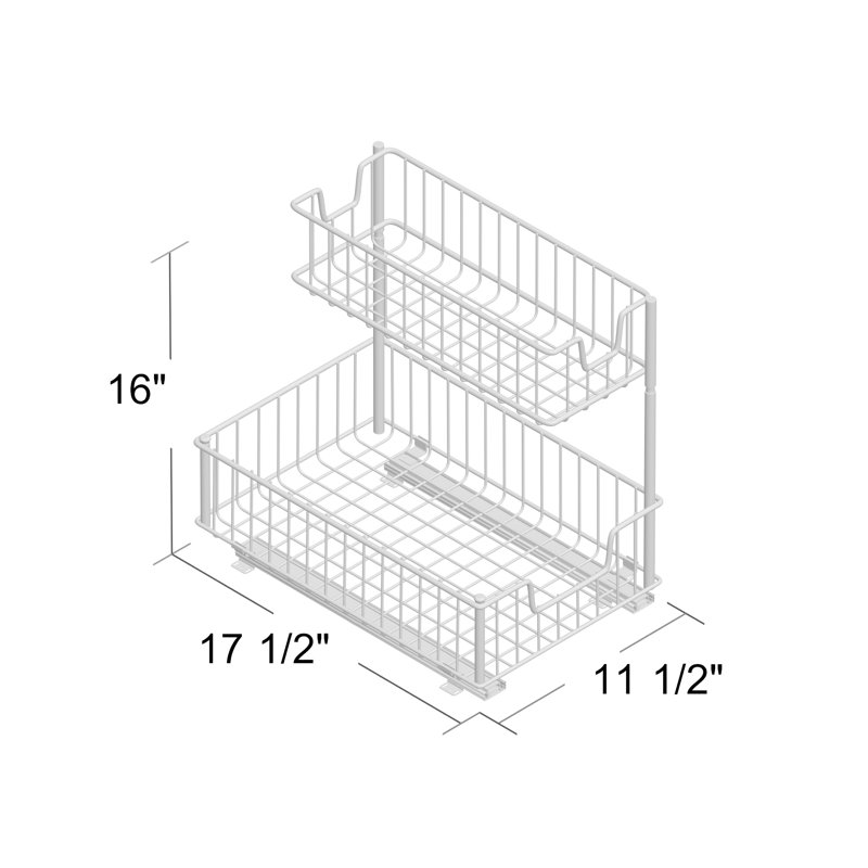 Chrome Sliding Undersink Organizer with Two Baskets