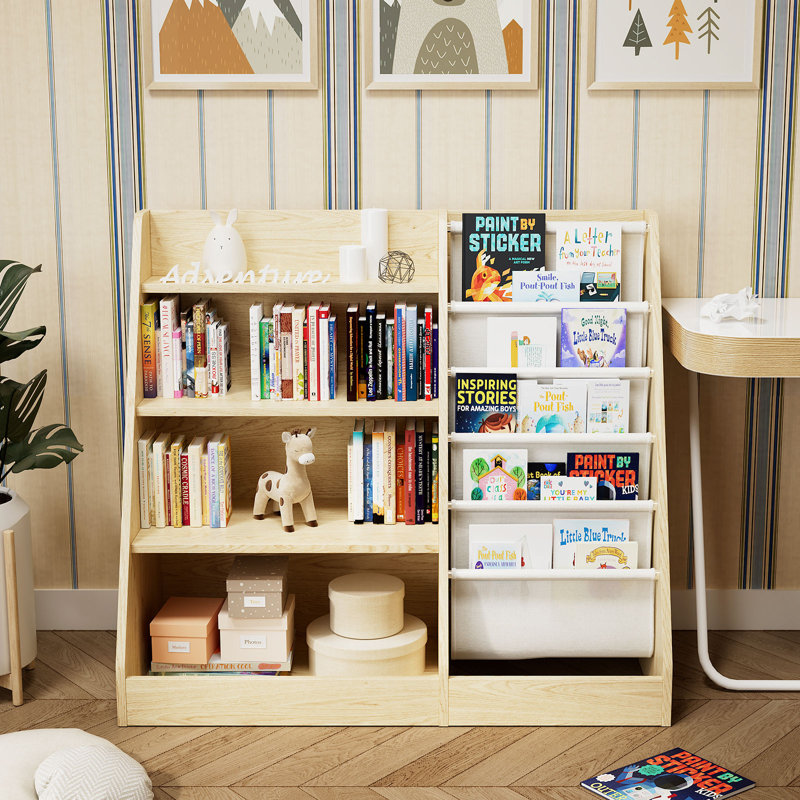 Maggiorina Bookcase, Oak/White, (4 Shelves) 80cm H x 90cm W x 40cm D