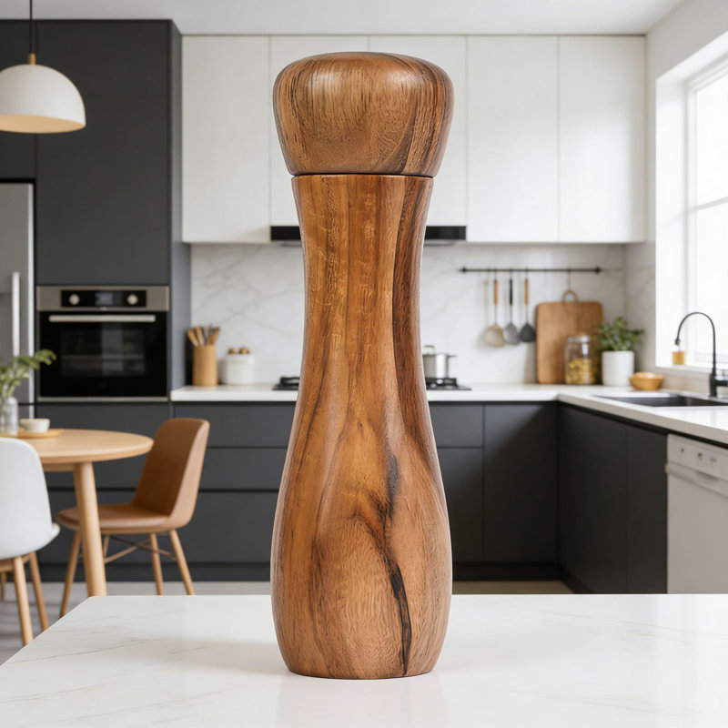 Premium Acacia Wood Pepper Grinder And Salt Mill With Adjustable Ceramic Grinder Mechanism For Coarse To Fine Grind, 8-Inch Kitchen Essential