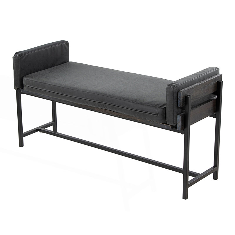 Banc de ferme avec structure en métal, Noir/gris