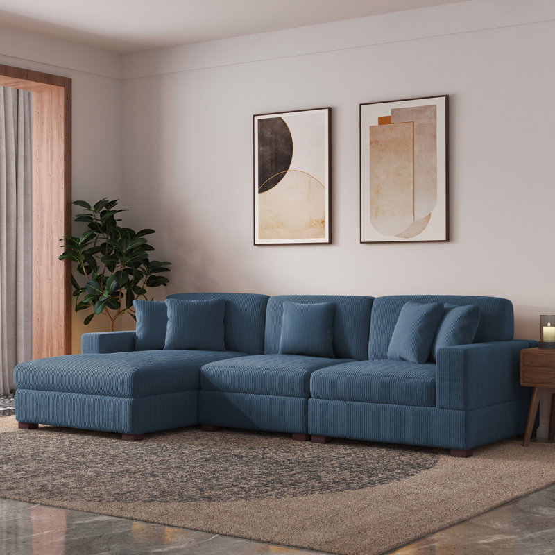 Milbrey 3 - Piece Corduroy Modular Sectional Sofa, Left Hand Facing