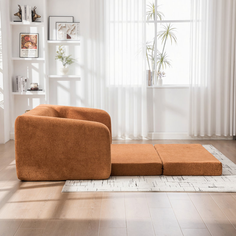 Canapé-lit escamotable pliable 71 po 2-en-1 avec accoudoirs et coussins de dossier, canapé-lit convertible en chenille désossé, avec matelas, lit de repos, canapé-lit, salon, chambre d'amis, dortoir