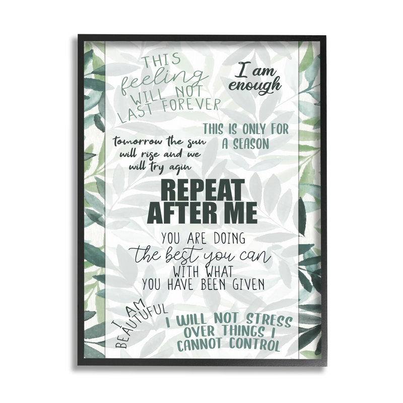 Répétez après moi Uplifting Motivational par Kim Allen - impression, Giclée encadrée noir minuit
