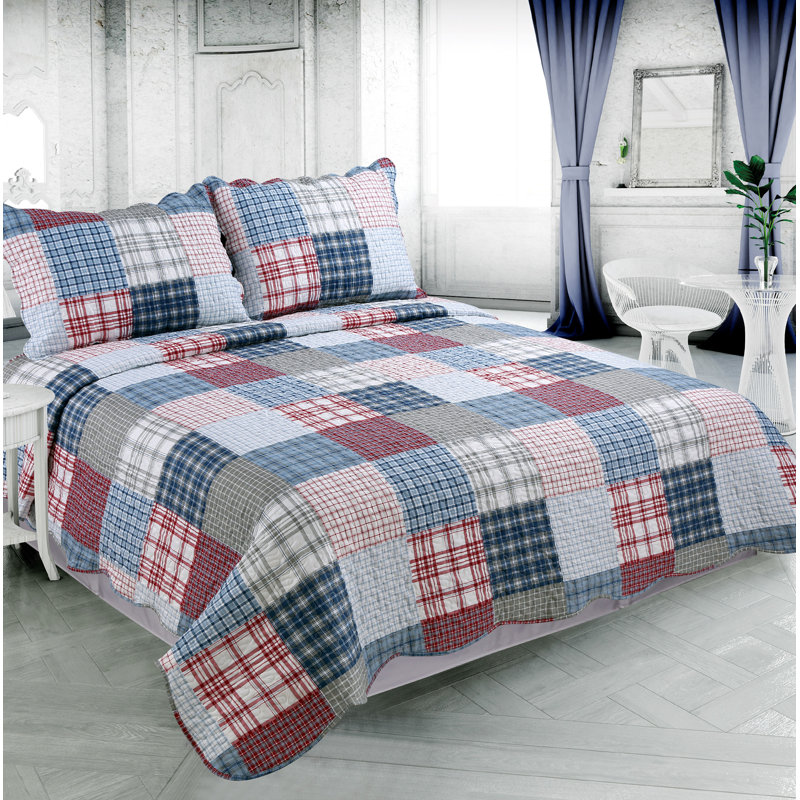 Ensemble de courtepointe 3 pièces avec douillettes matelassées Marina, Courtepointe très grand + 2 taies décoratives