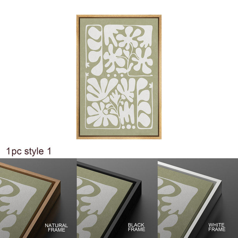 Abstrait botanique 1 vert sauge, illustrations florales, images bohème minimalistes modernes, impression numérique sur toile, impression numérique sur toile encadrée