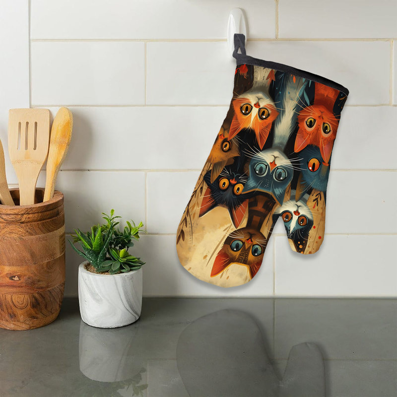 Kitty Colors Oven Mitt Cotton Twill