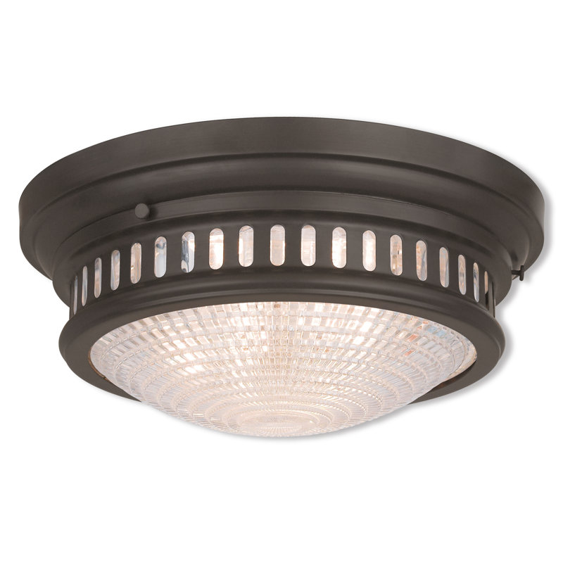 Berwick Glass Flush Mount, Bronze, 6.5" H x 15" W x 15" D