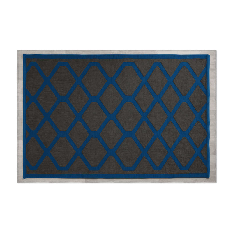 Trellis Black Indoor and Outdoor Area Rug, Rectangle 2' x 3'