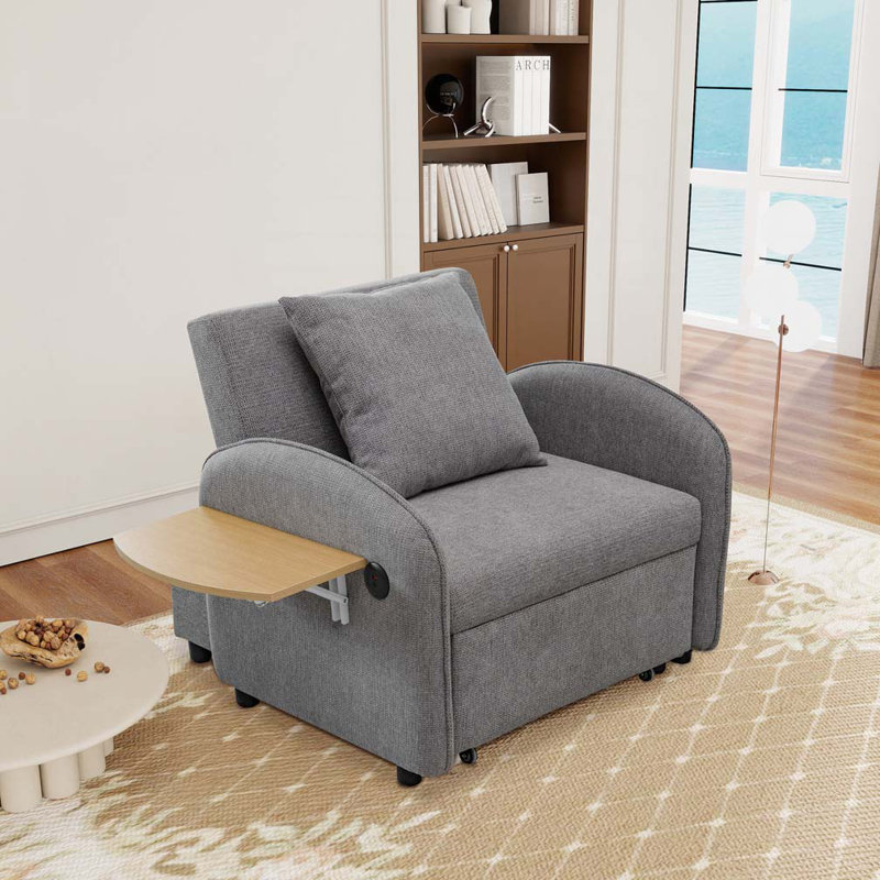 Canapé-lit convertible avec ports USB, Gris