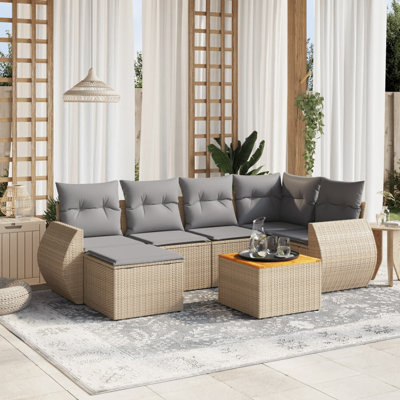  Ensemble de canapé de jardin beige et gris clair
