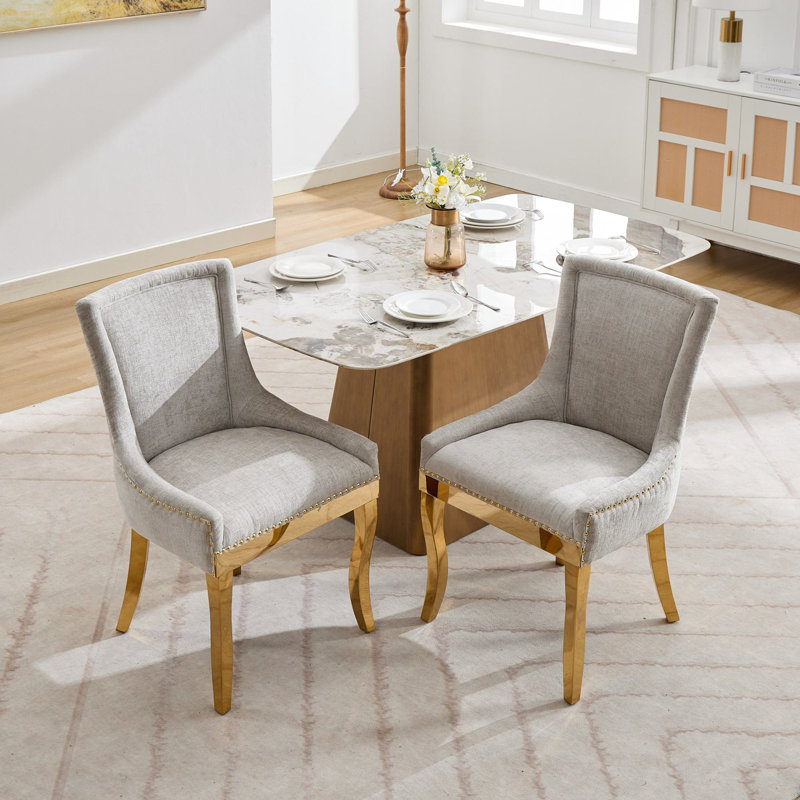 Chaises de salle à manger modernes en chenille, Beige