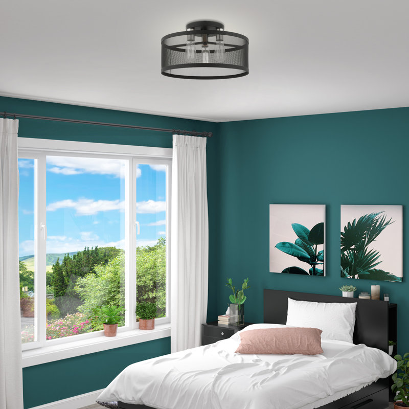 Emilia Flush Mount, Black, 10.25"H x 18"W x 18"D