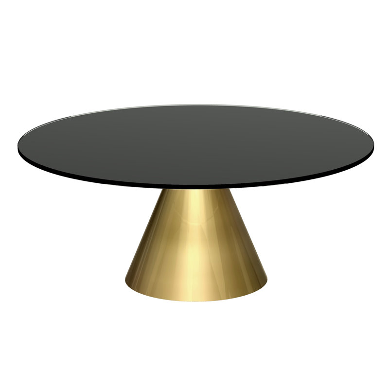 Bedminster Pedestal Coffee Table, Black, Brass, 33.3cm H x 80cm W x 80cm D