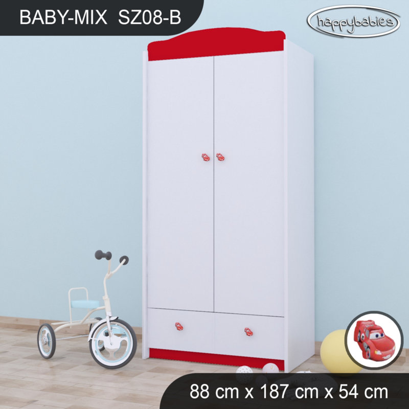 Baby 2 Door Wardrobe, Red