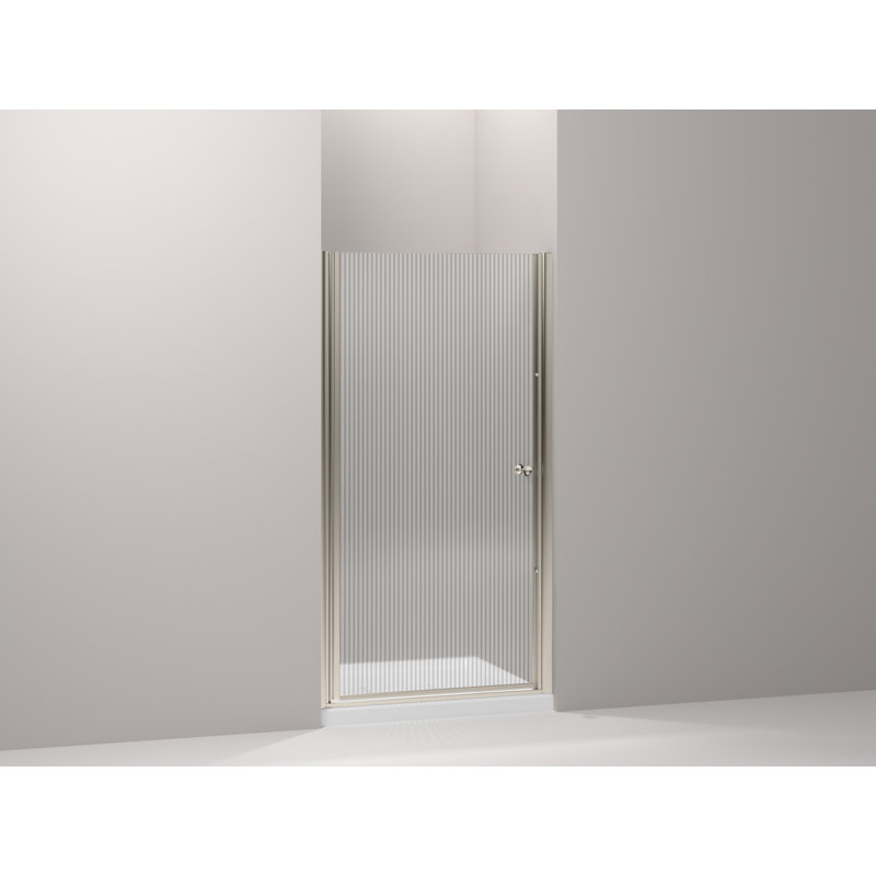 Fluence Pivot Falling Lines Shower Door, Matte Nickel, 65.5 x 32.75