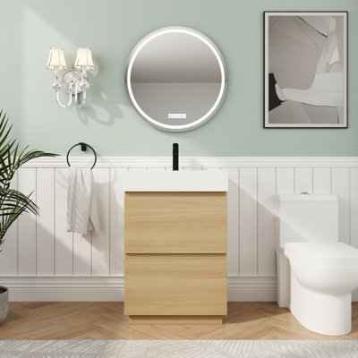 Meuble-lavabo 24 po avec 2 tiroirs, meuble-lavabo moderne pour petites salles de bain