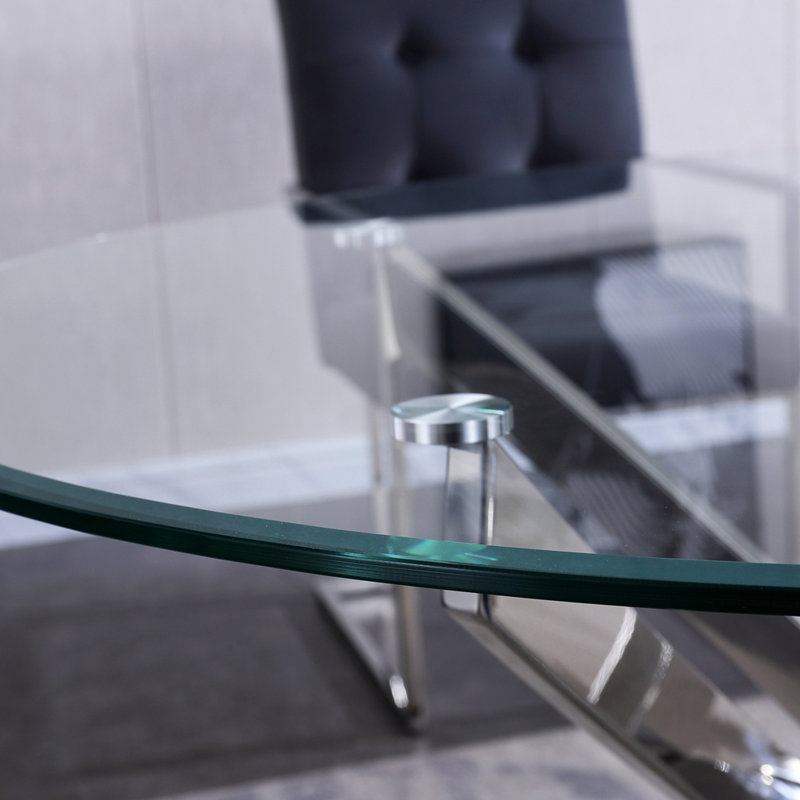 Table de salle à manger Tenyia, Argent argent, H 29,9 po x l 47,2 po x L 47,2 po