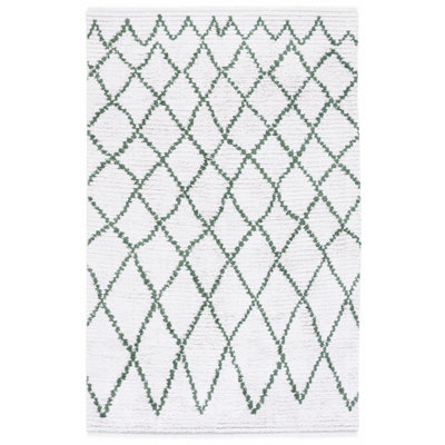 Tapis géométrique ivoire / vert