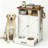 Farmhouse Dog Feeding Station Cabinet with Elevated Stainless Steel Bowls, Pull Out Pet Feeder Drawer, Dog Food Storage Cabinet with Side Hooks, Pet Supplies Organizer for Home-135534485
