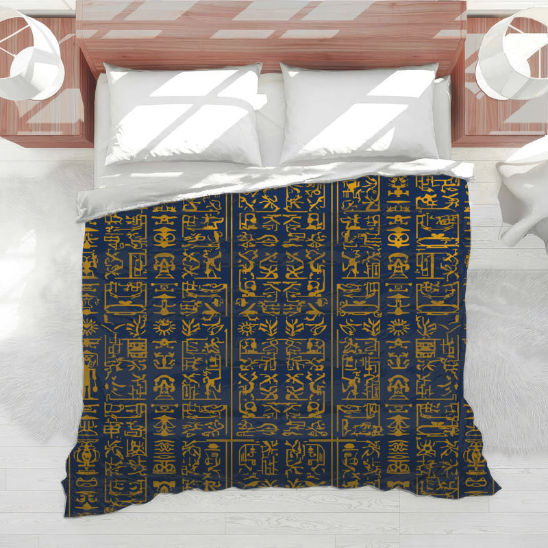 Édredon égyptien à motif de hiéroglyphes, Twin