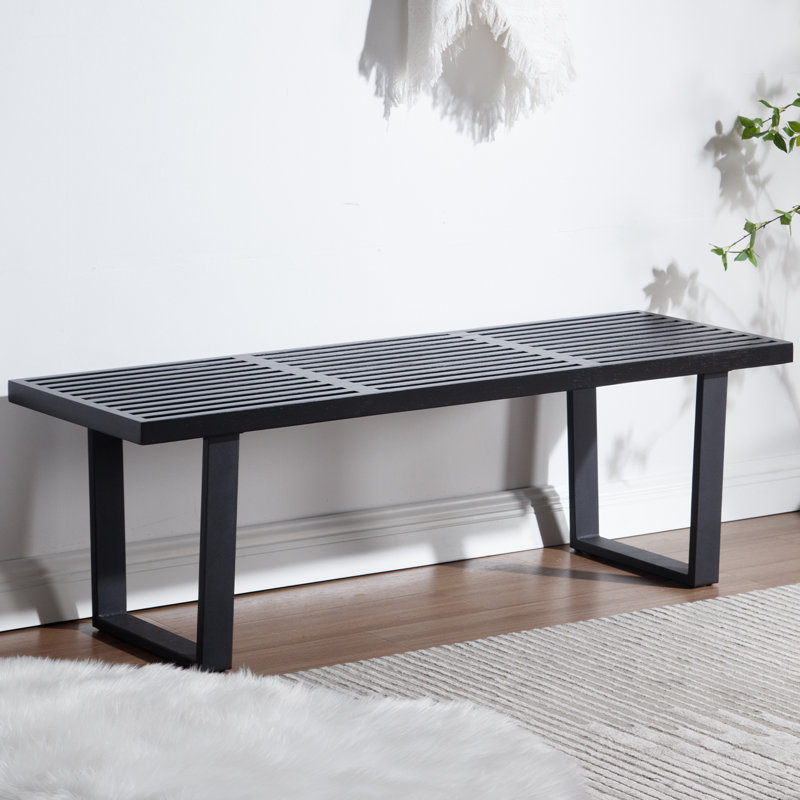 55" Solid Wood Entryway Bench, Modern End Of Bed Bench For Bedroom Entryway Bench With Metal Legs, Dining Bench Bedside Bench Long Ottoman Bench For Front Entryway Living Room Dining Room Kitchen