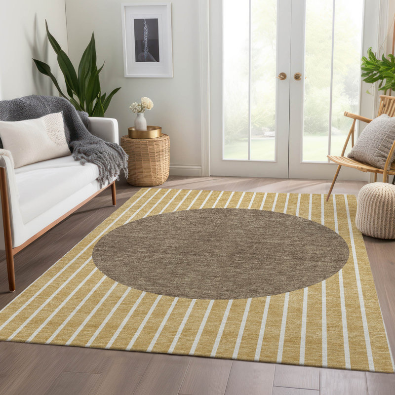 Tapis à rayures Lyndhurst AMF994 lavable à la machine de qualité supérieure, Rectangle 2 pi 6 po x 3 pi 10 po
