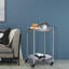 Table basse ronde avec rangement, table d'appoint mobile à 2 niveaux, métal gris ardoise, 15,75 de diamètre