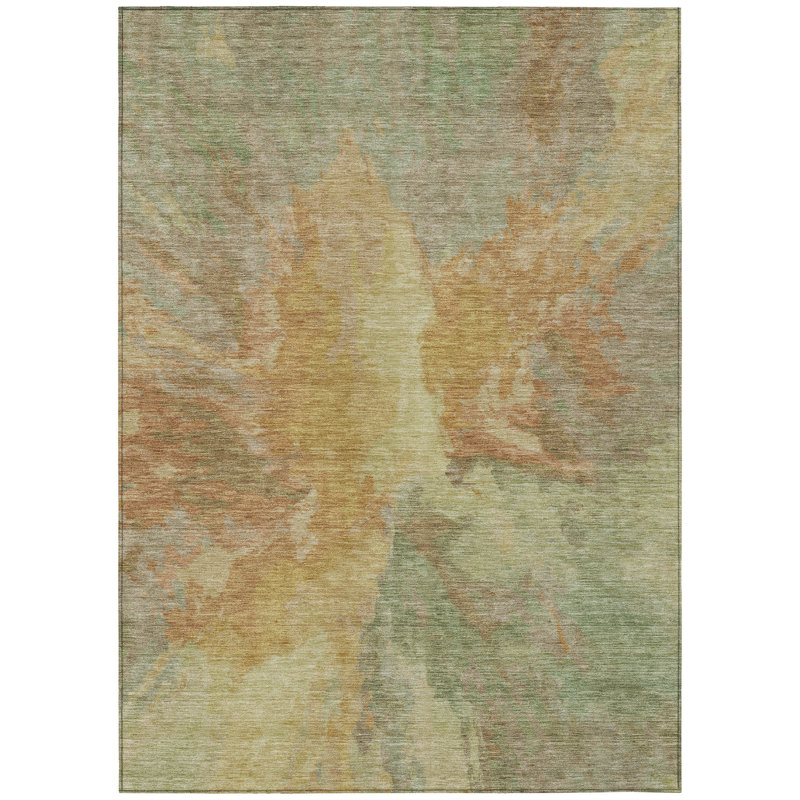 Tapis extérieur lavable abstrait vert articha 8 pi x 10 pi artichaut
